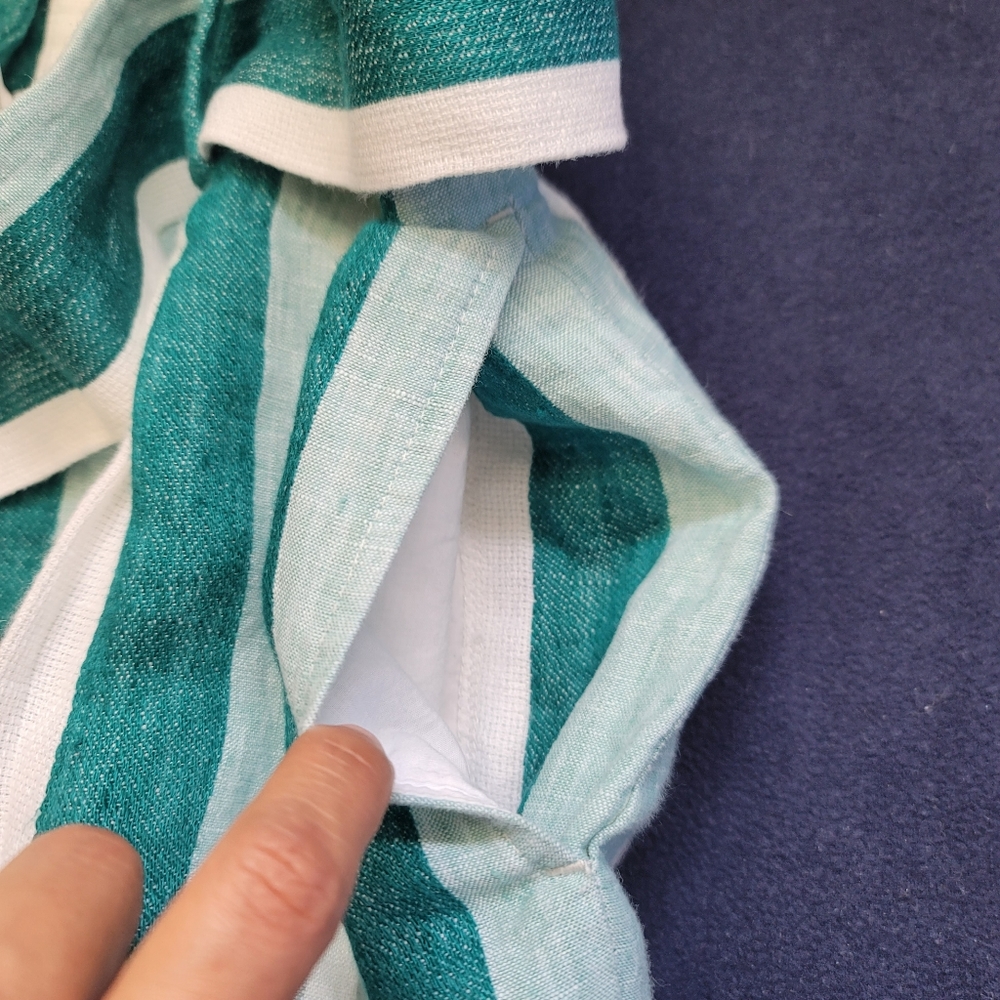 J.CREW Paper Bag Linen Pant In Cabana Stripe Women's Size10 Turquoise Jade White - Picture 9 of 16